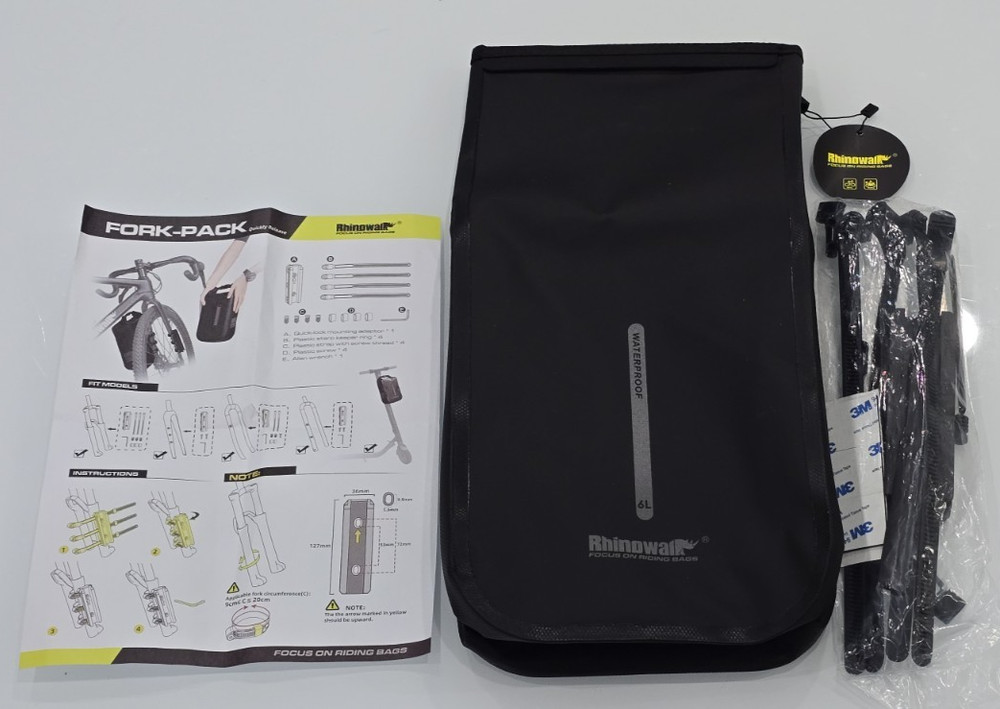 RHINOWALK RK406 6L FRONT FORK BAG WATER PROOF POLYESTER (BLACK)