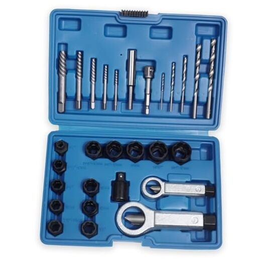 28pcs Spiral Socket Wrench Set with Extractors & Nut Splitters | Chromoly