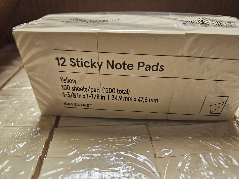 Box Of 36 Pack Staples Yellow Sticky Notes MSRP $323