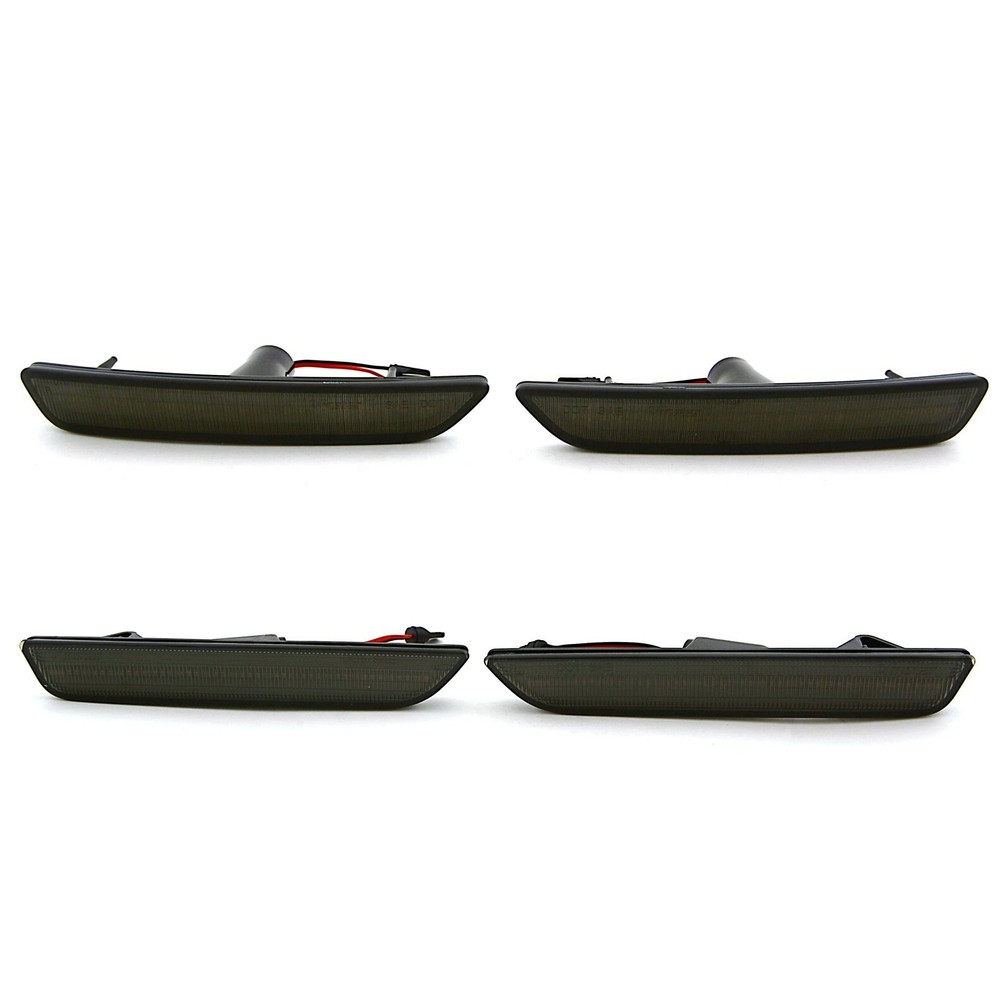 Front+Rear White/Red LED Side Marker Light Smoke Lens For 2010-2014 Ford Mustang