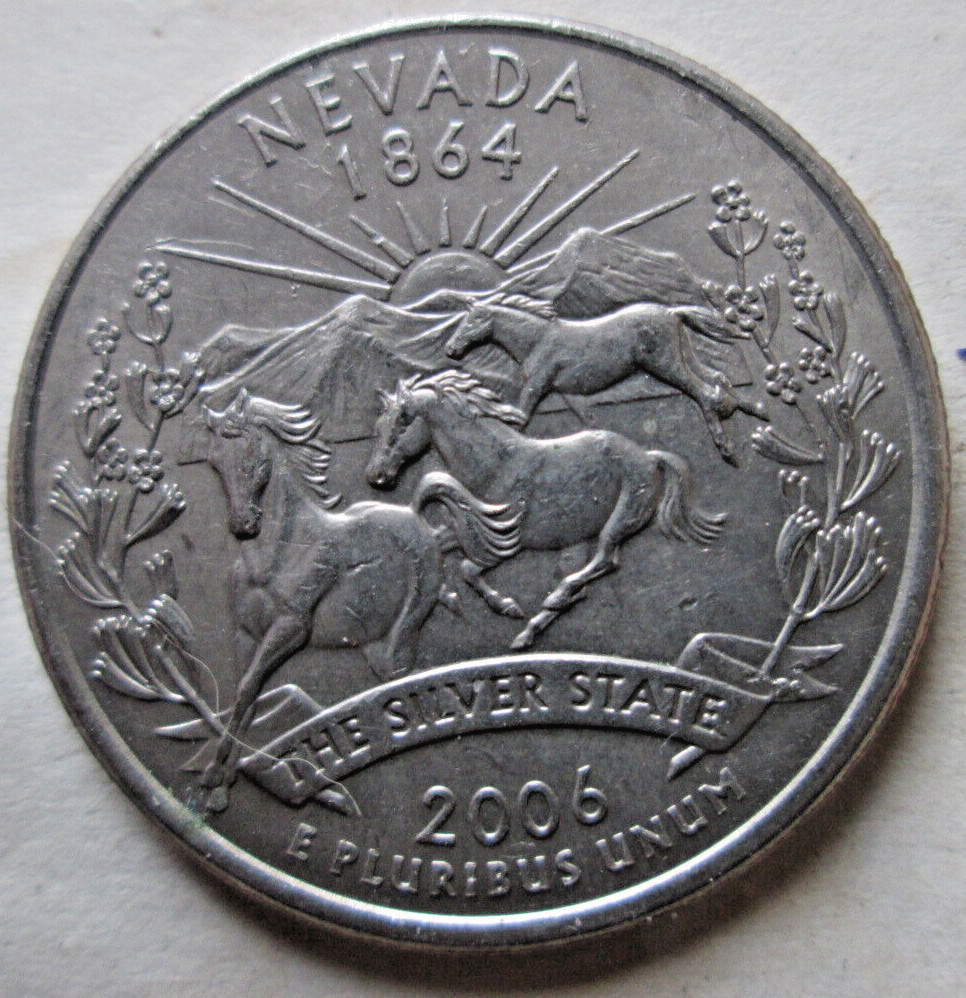 2006-P NEVADA CLAD, OBVERSE DIE CHIP ERROR AT INITIALS, XF/AU, CIRCULATED