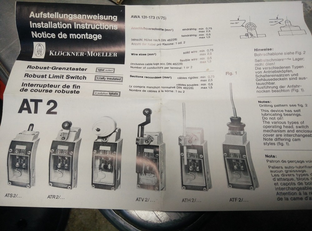 Klöckner Moeller V-AT2 adjustable roller lever head