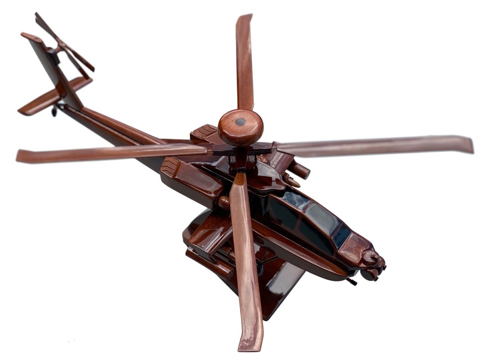 AH64 Apache Mahogany Wood Desktop Helicopter Model