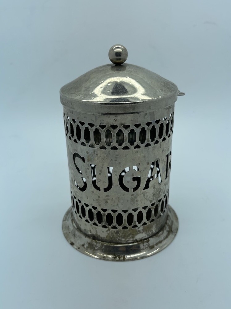 Vintage Leonard England Hammered Silver Sugar Canister