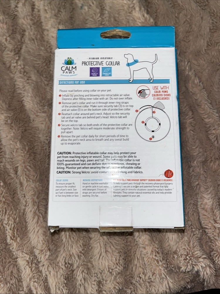 Great Calm Paws inflatable protective E collar meduim NWT