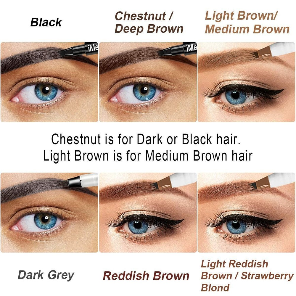 Long-Lasting Black Eyebrow Pen - Easy Micro-Fork Applicator for Realistic Brows