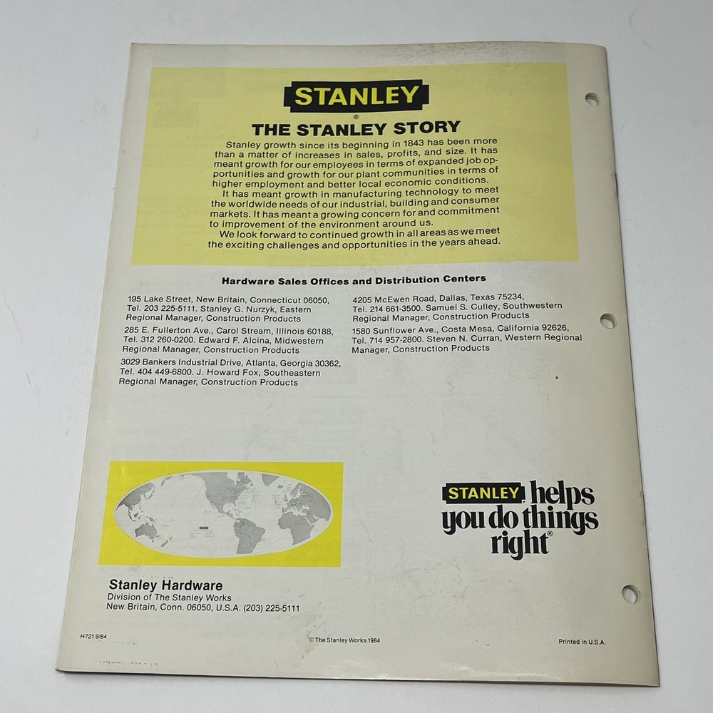1984 Stanley Hardware Institutional Commercial Construction Products Catalog