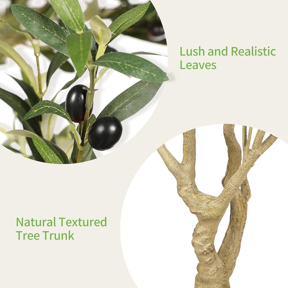 Faux Olive Tree 7ft - Large Artificial Olive Tree Indoor with Realistic Leave...