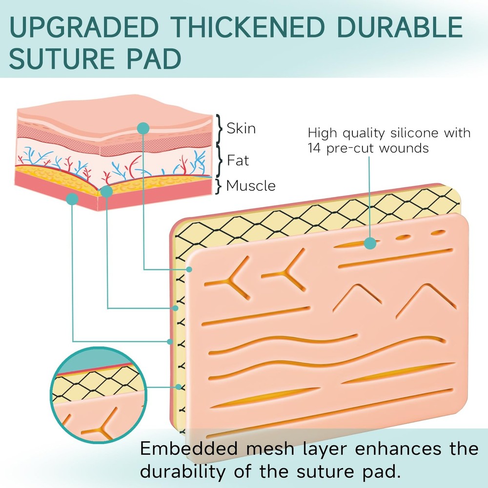 Suture Practice Complete Kit for Students (30 Pieces) Include Reusable Upgrad...