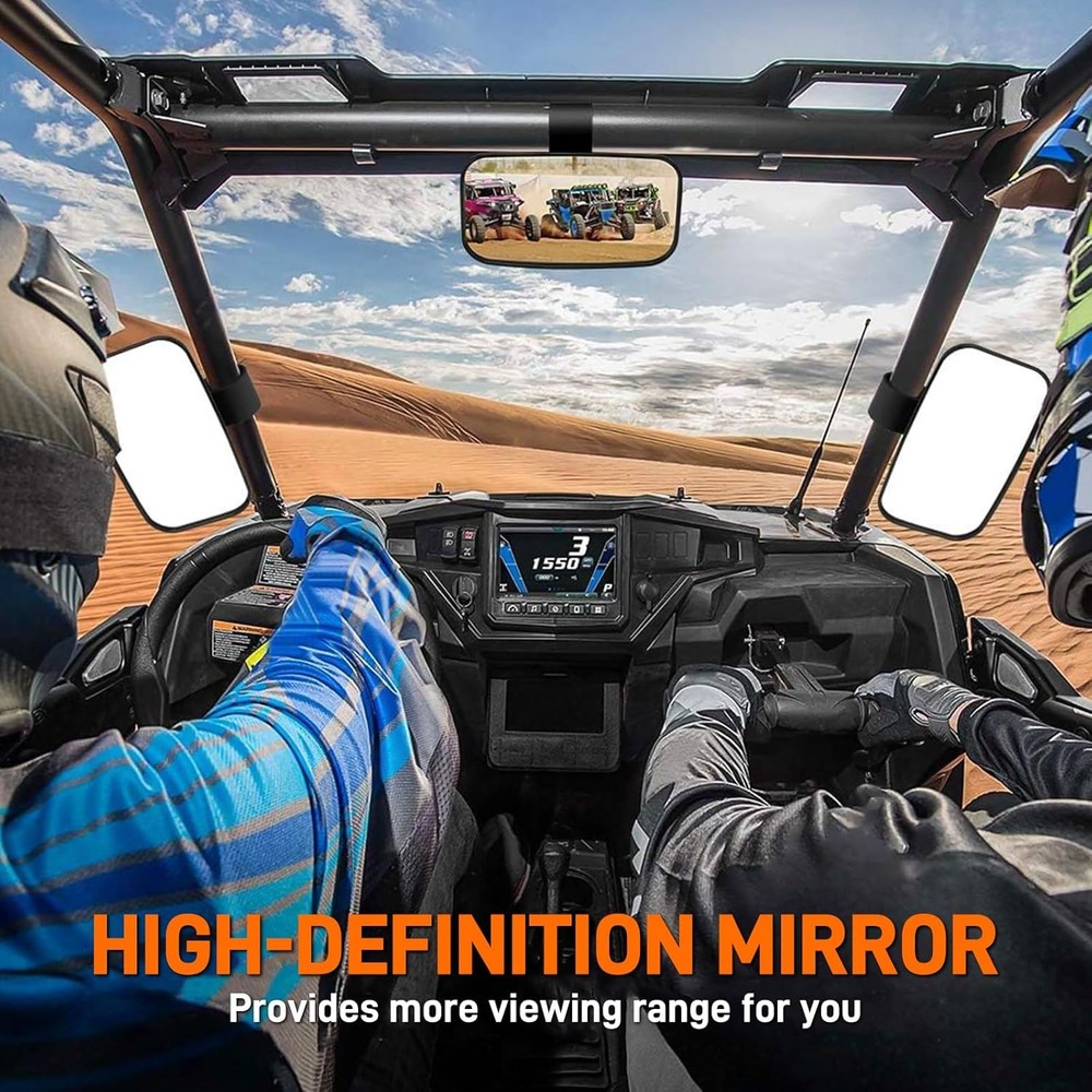 UTV Side Mirror Center Mirror 2 Inch Roll Bar Adjustable Rearview Kit Cage