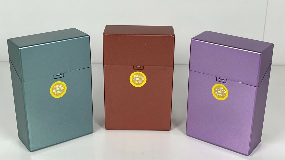 12 Mix Metallic Color Push Open Plastic Cigarette Case Pack Holder King Size