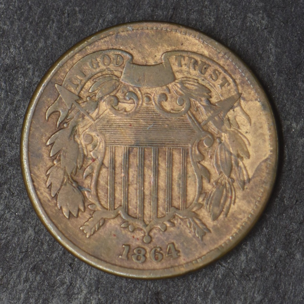1864 Large Motto 2C Two Cent Piece - COINGIANTS -