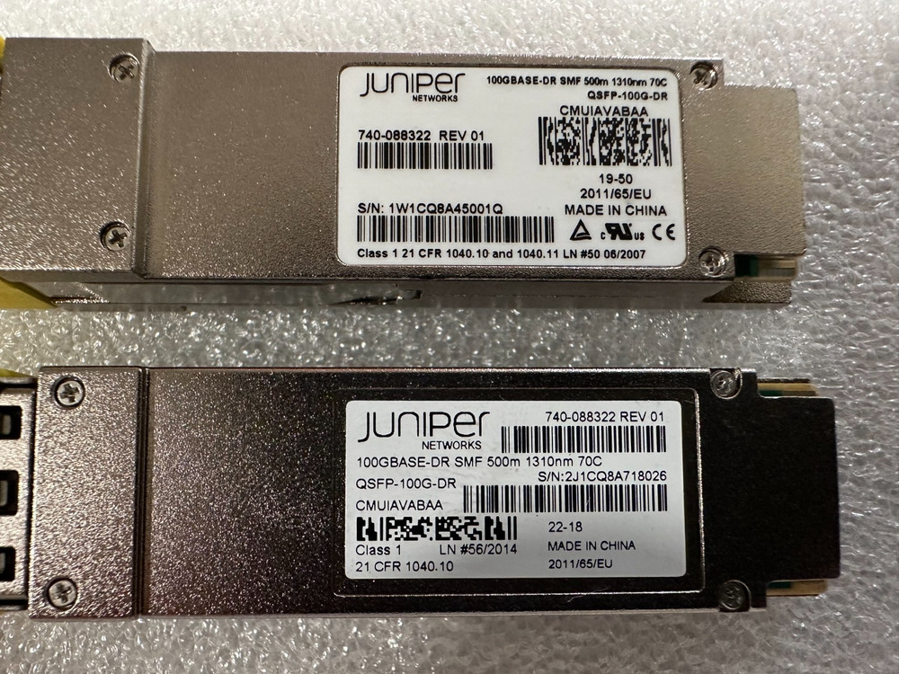 2x Juniper Networks QSFP-100G-DR Transceiver Module