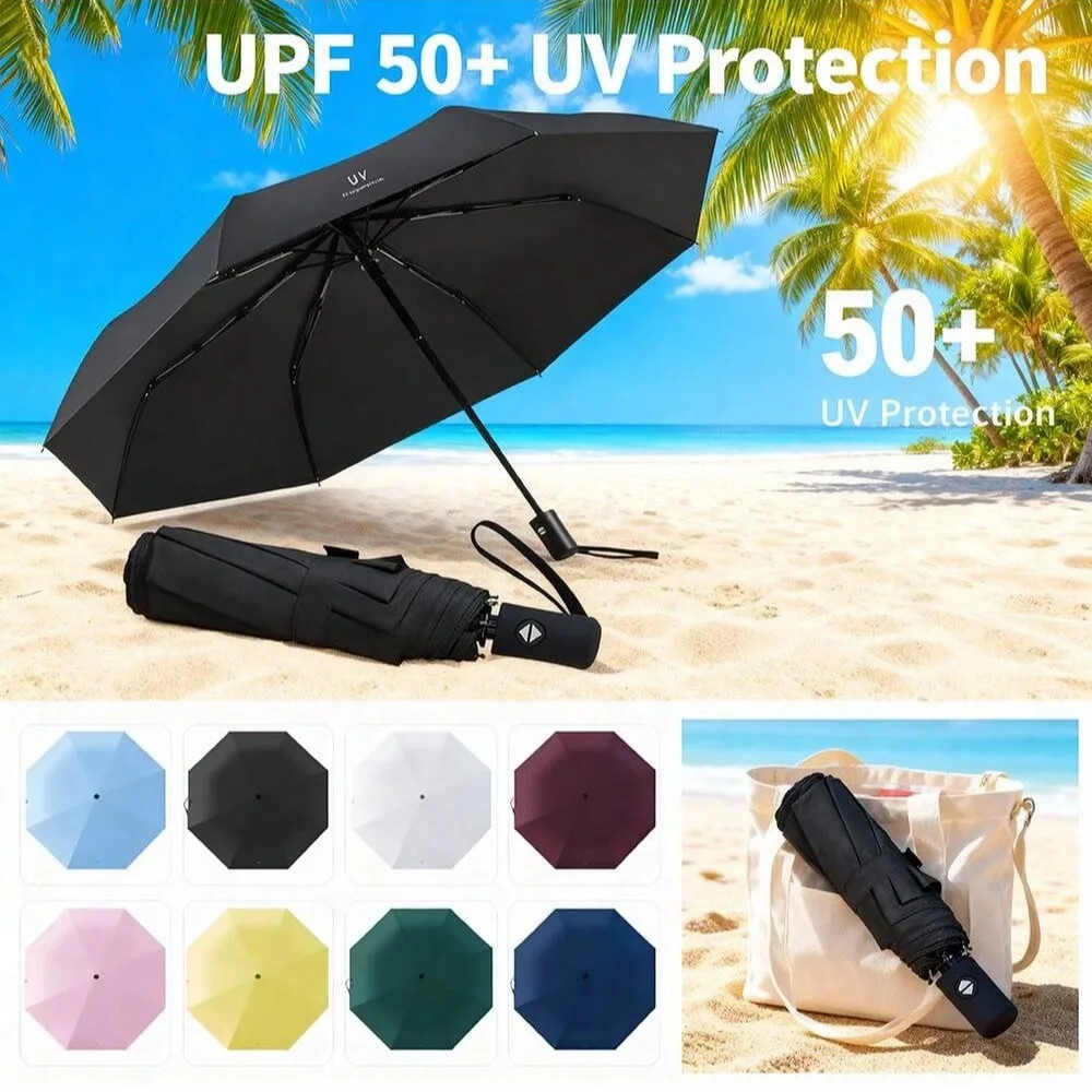 Automatic Foldable Oversized Umbrella - UV Protection Thickened Dual-Use Rain &