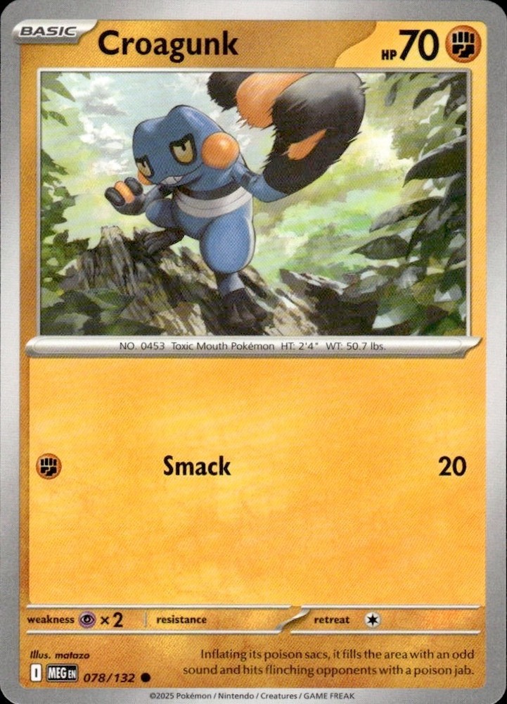 Croagunk 078/132 Common Mega Evolution Pokemon Card NM