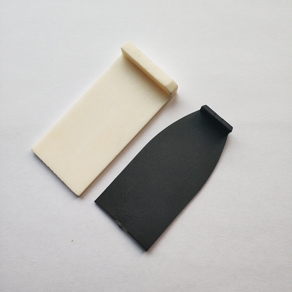 1 Set Double Upright Bass Bow Tip Material White Bone Tip + Black Plastic Tip