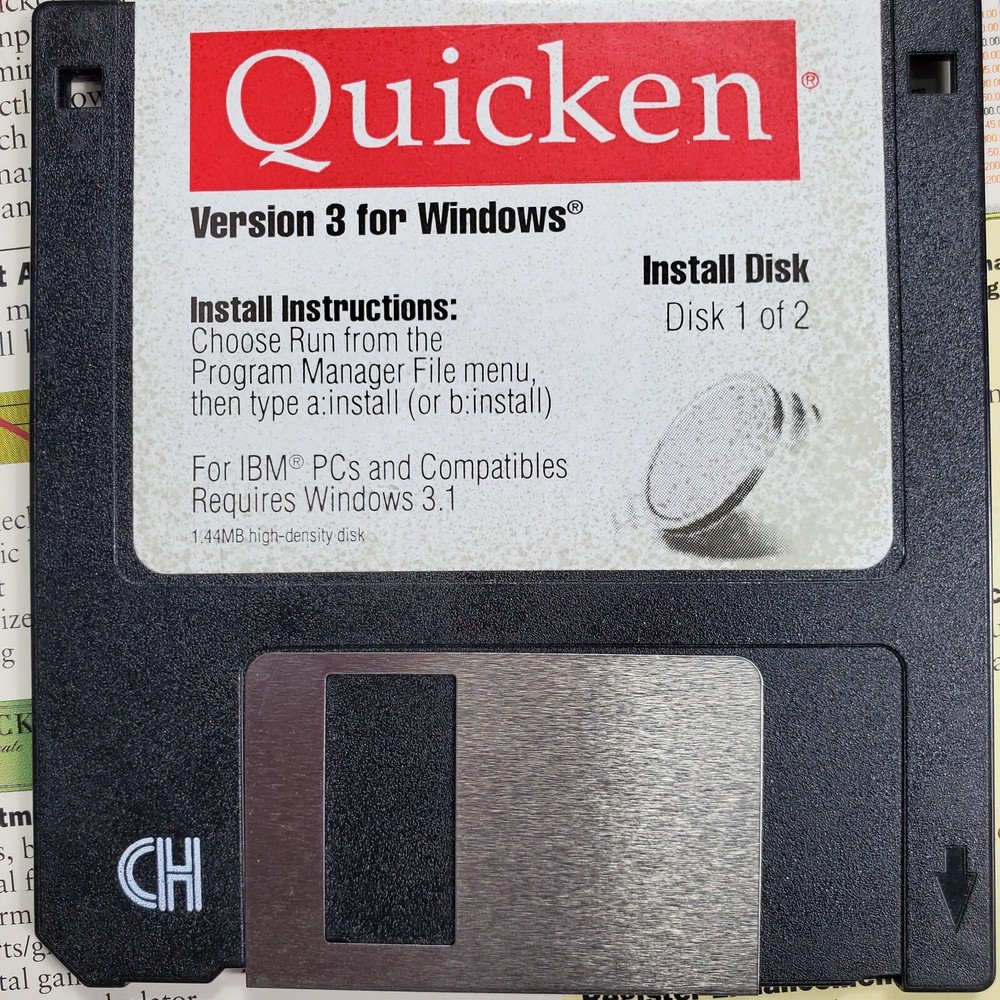 Quicken IBM Windows Computer Finance Software 1993 Version 3 with Floppy Disks
