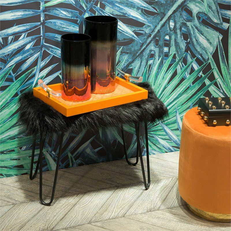 Small Black Fur Bench