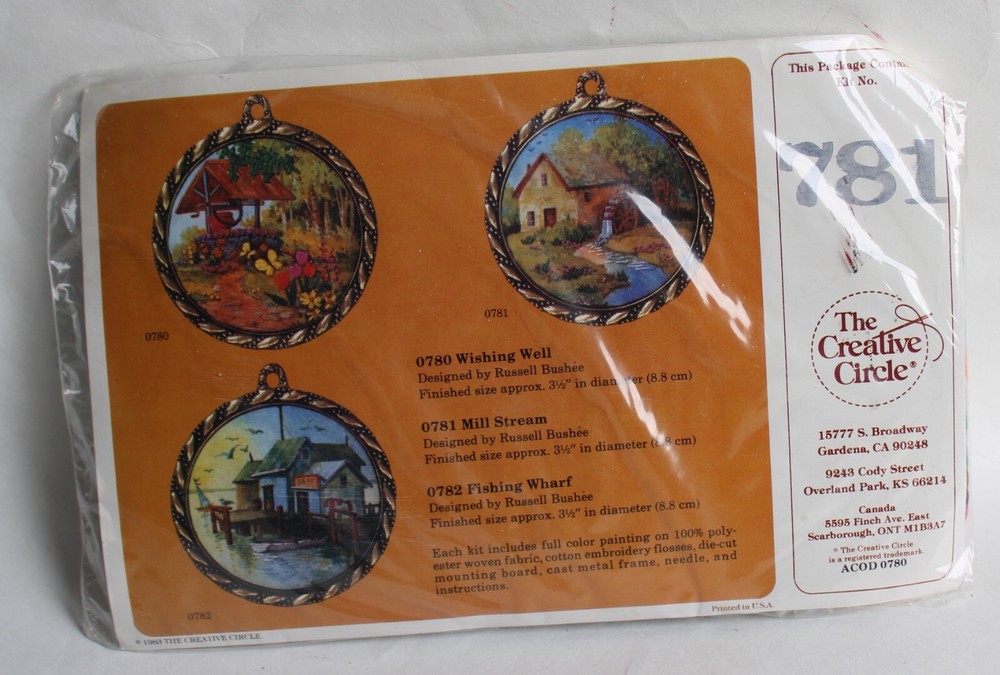 1983 The Creative Circle #0781 Mill Stream Embroidery w/Frame NOS