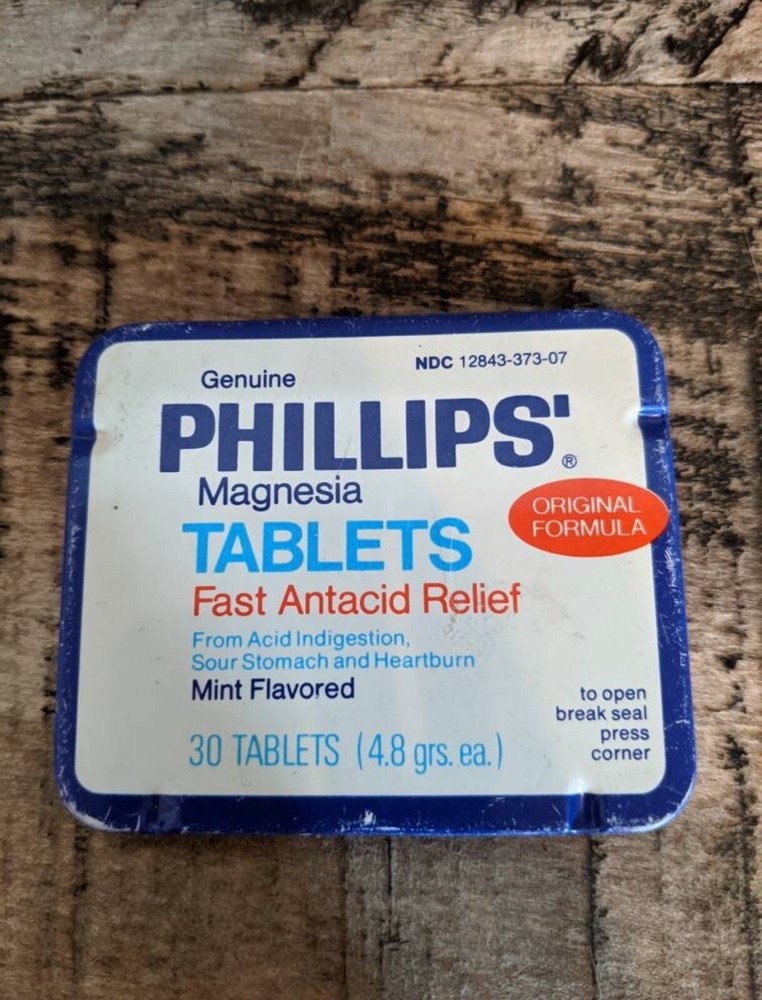 Vintage Phillips Magnesia Tablets Tin Container.