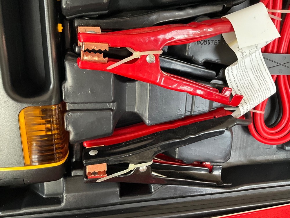 Vtg. NEW Enterprise Emergency Car Kit Jumper Cables Compressor Tools
