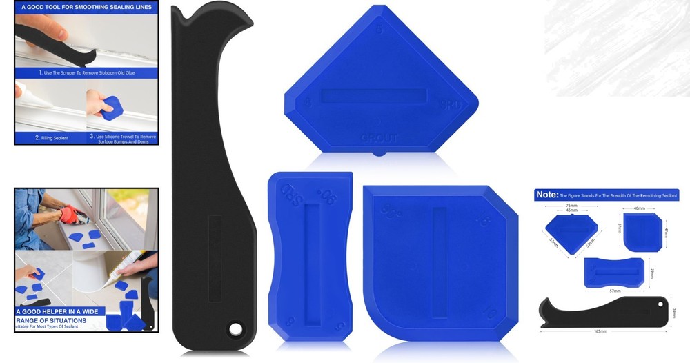 Versatile Caulking Tool Set for Kitchen and Bathroom with Reusable Design