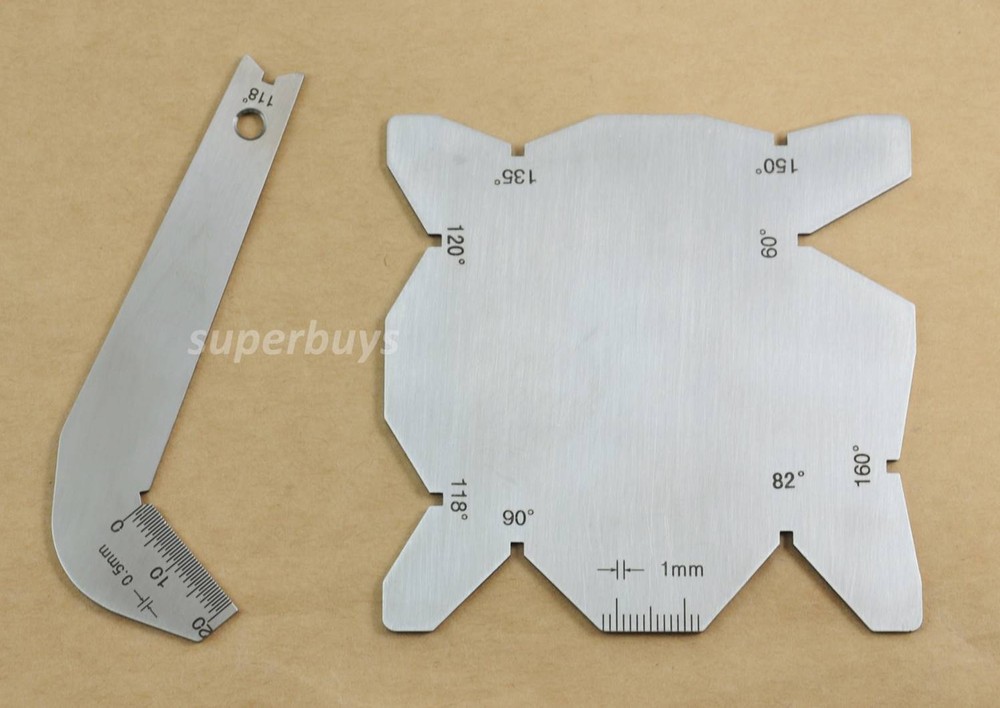 2pc Welding Rule Screw Thread Pitch Angle Lathe Mill Drill Bit Template Gauge