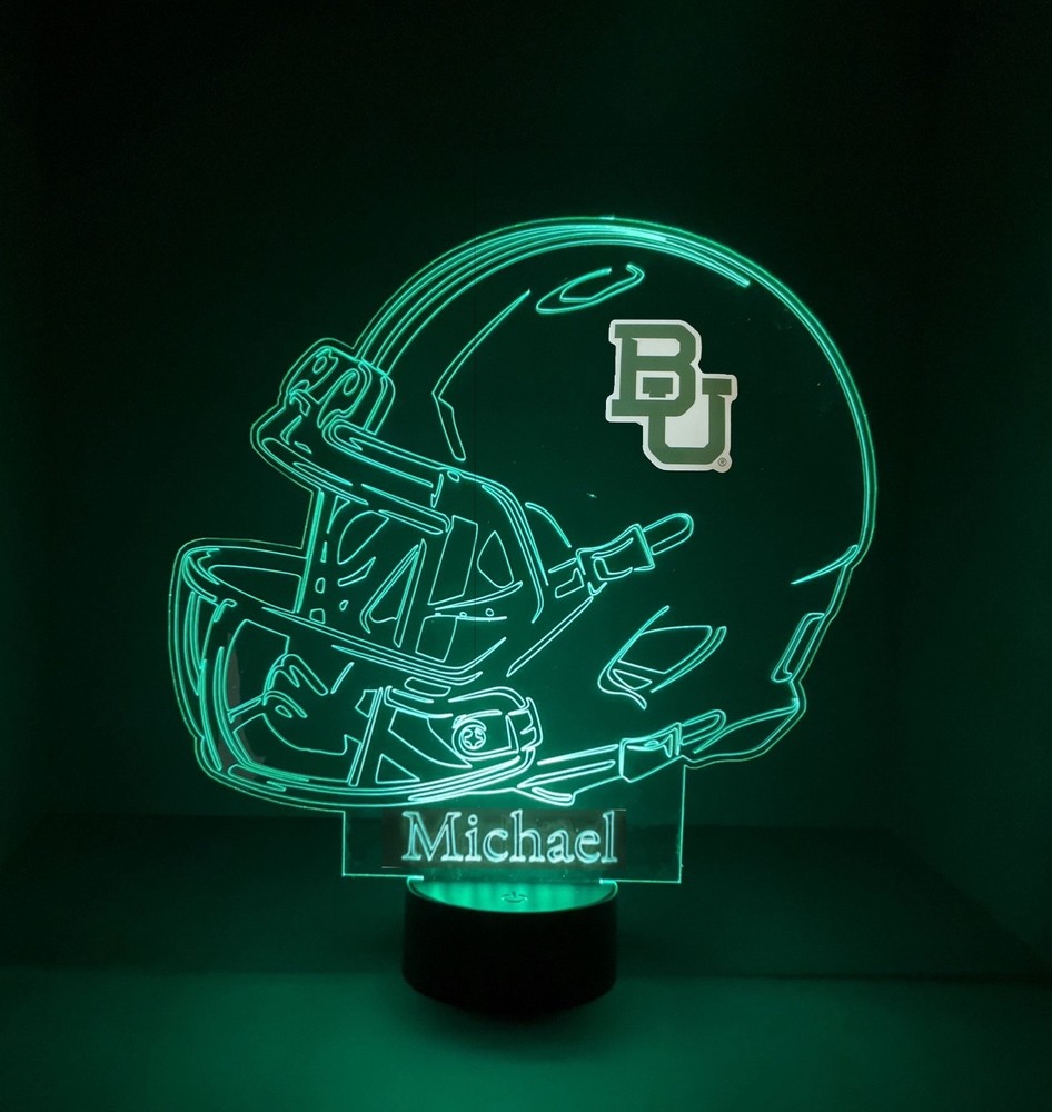 Baylor Bears, Modern style helmet 3D led light w/base personalized