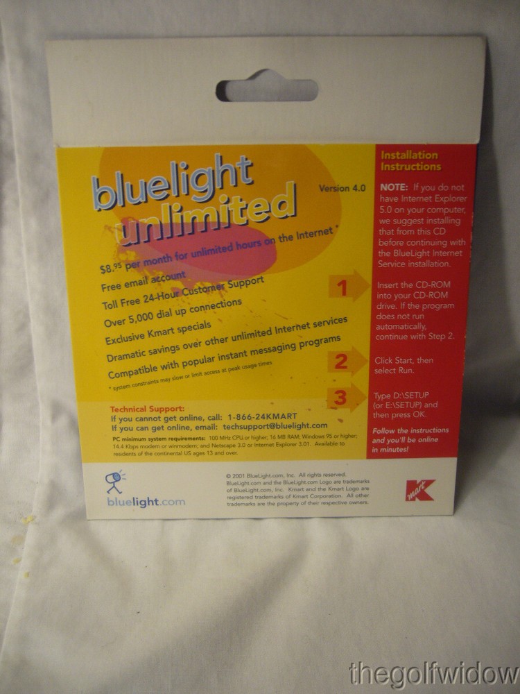 Vintage Bluelight Unlimited Disk for PC's