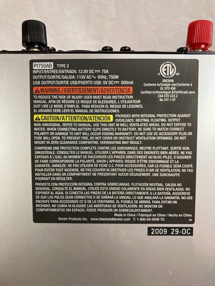 Black & Decker 750w power inverter**Tested working**