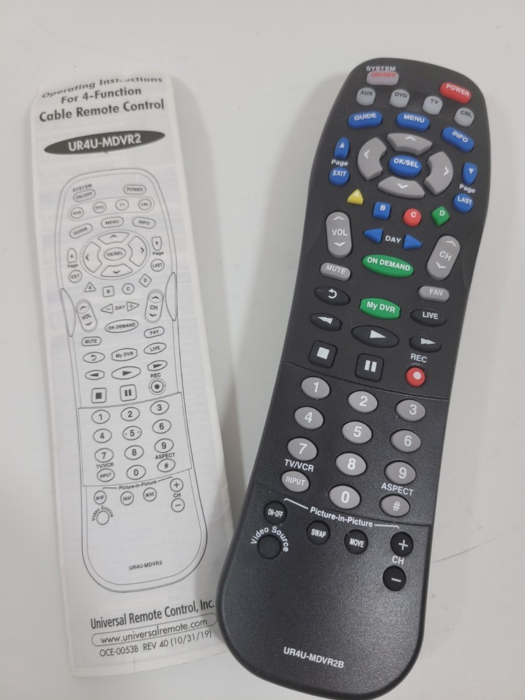 Universal 4-Function Remote Control UR4U-MDVR3 Digital HD DVR