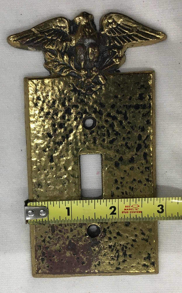 Hammered Brass Eagle Light Switch Cover Plate (C-5)