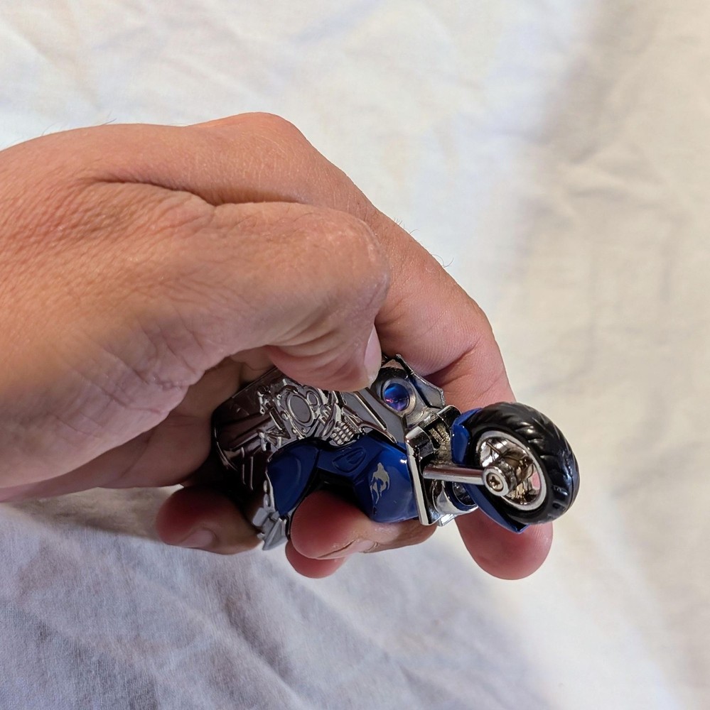Vintage Blue Motorcycle Pocket Cigarette Cool Lighter with light!