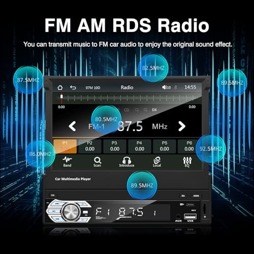 Type-C&USB Single-Din-Carplay& Android-Auto 1-Din Flip Touch Screen Car Stereo