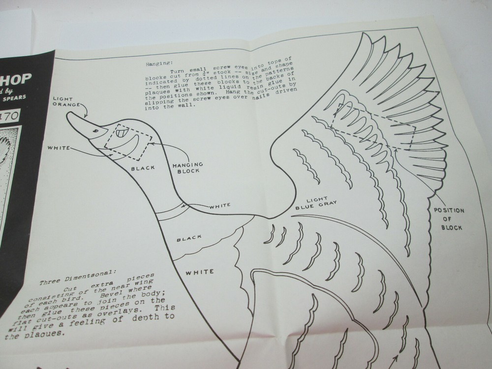 Vintage Ruth Spears Home Workshop Patterns 470 Wild Geese Wall Plaques In Flight