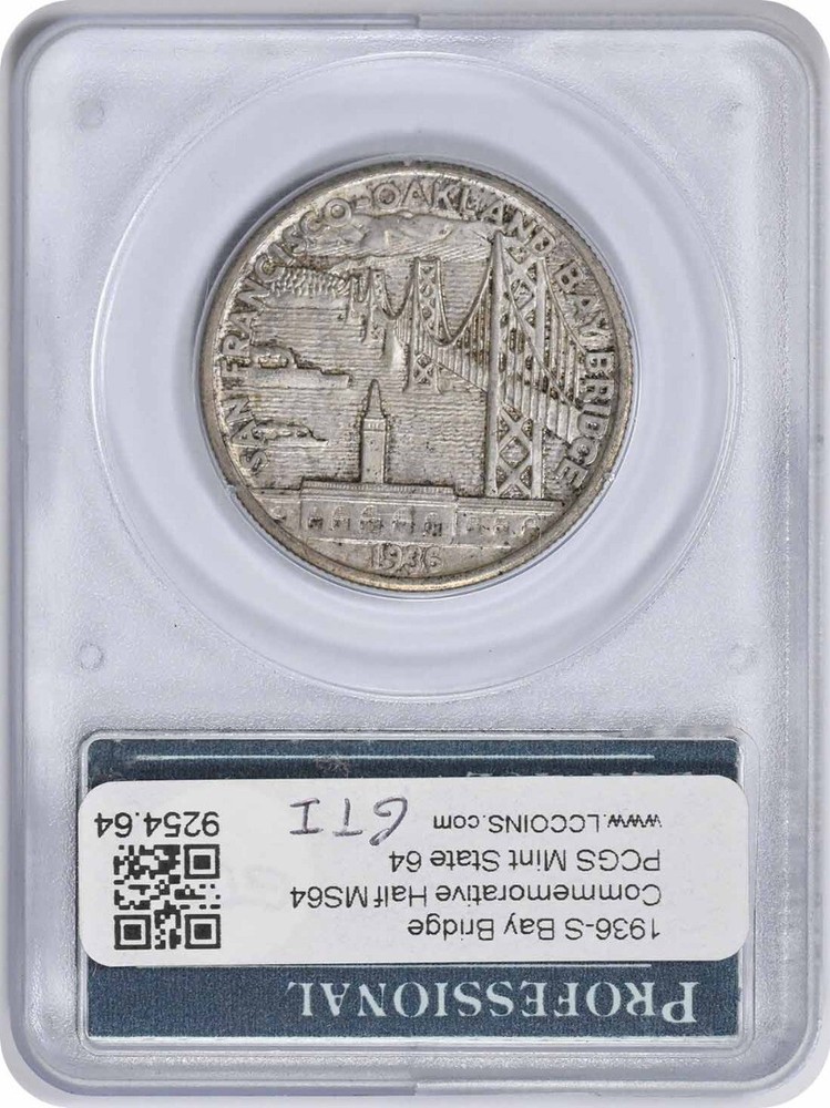 1936-S Bay Bridge Commemorative Silver Half MS64 PCGS