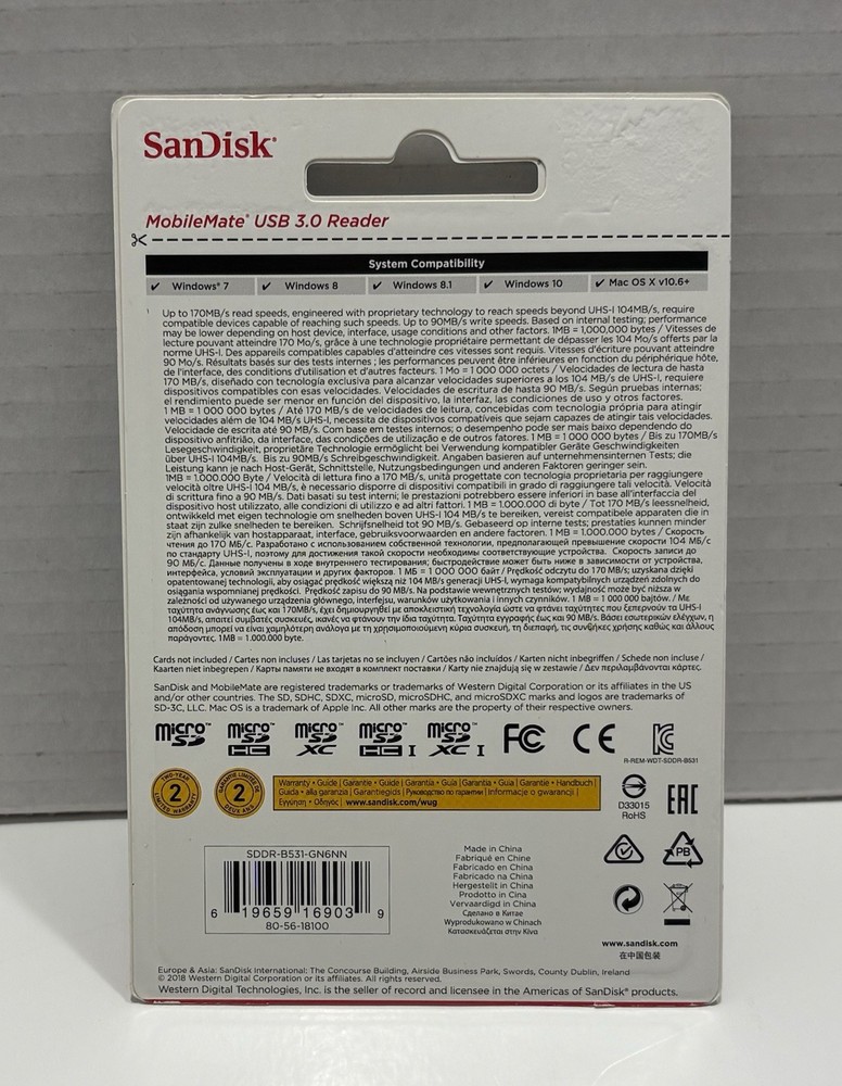 SanDisk MobileMate USB 3.0 microSD Card Reader Compact Durable Fast Transfer