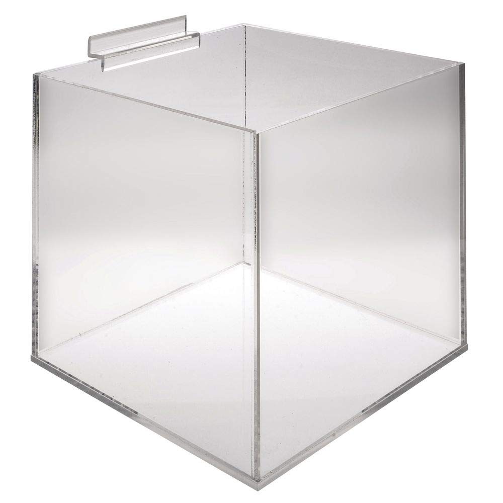 Slatwall Bin, Clear Acrylic 8" Square