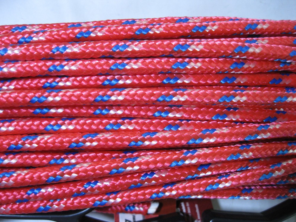 SECURELINE 100' x 1/4" DIAMOND BRAID POLY ROPE RED LOAD 95LBS