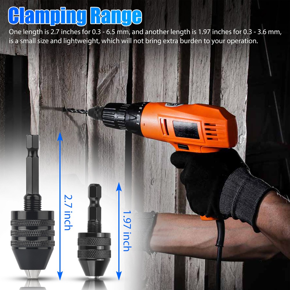 4x 1/4" Hex Shank Keyless Drill Chuck Conversion Adapter Bit Quick Change Driver