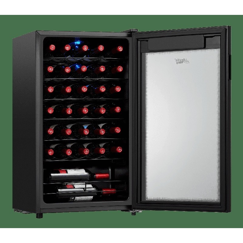 Premium 34-Bottle Wine Cooler Beverage Fridge Adjustable Temperature LED Light