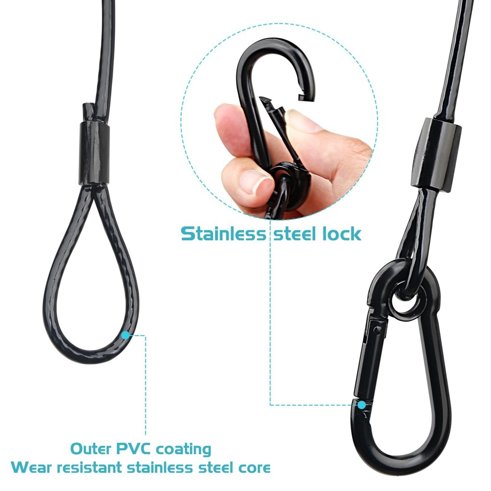 Lighting Safety Cable with Loops(2-Pack), 25kg Load Stage Light Safety Cable ...