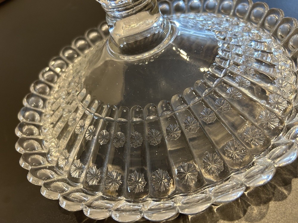 EAPG Clear Pressed Glass Cake Stand Rum Well Compote