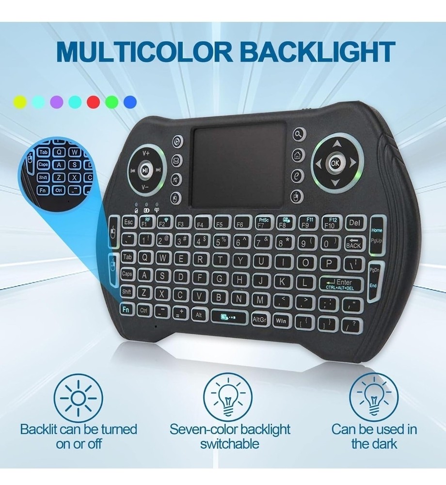 Mini Wireless Keyboard Touchpad Mouse Rechargable Battery ANDROID TV Xbox Pc
