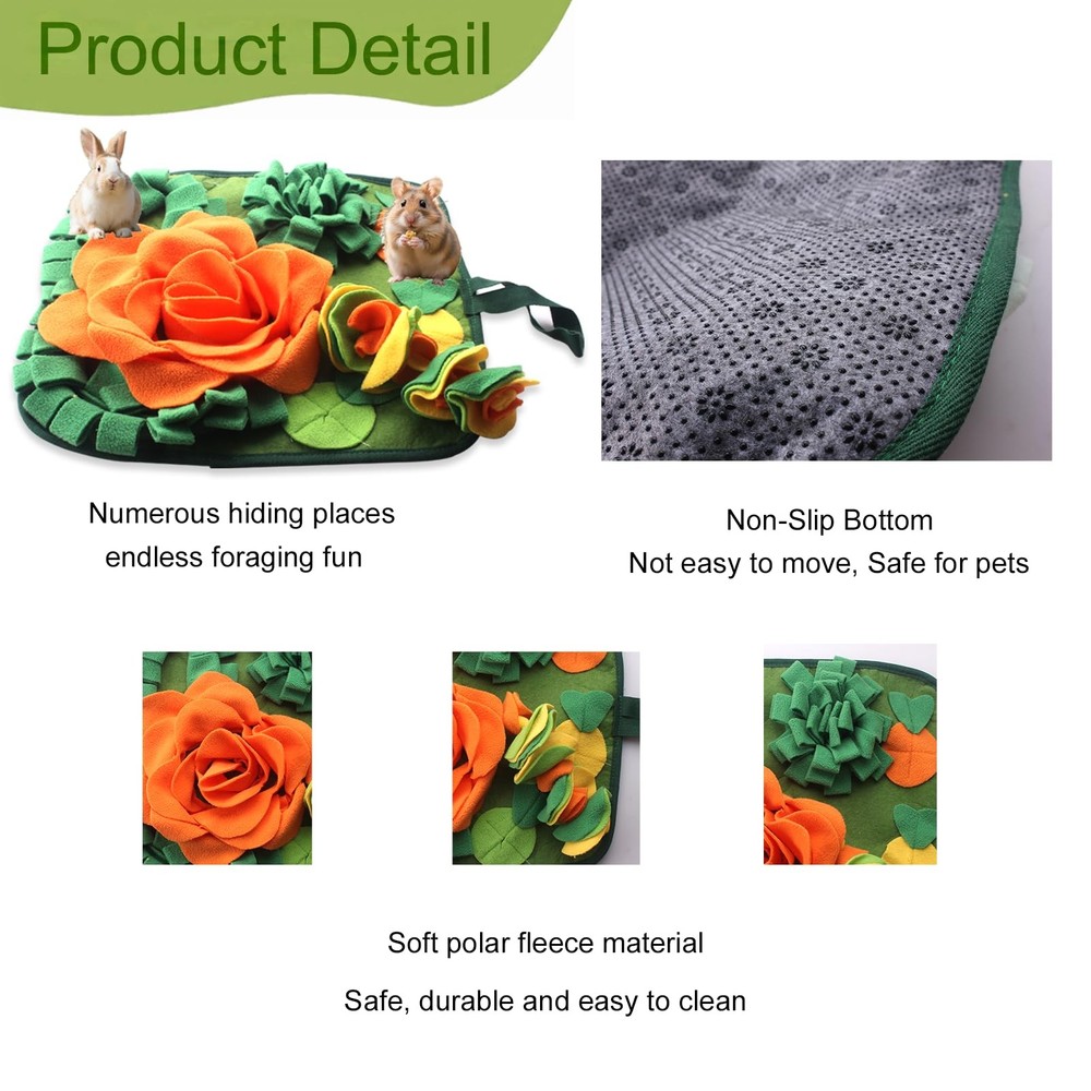 QMoveltyF Rabbit Foraging Mat Bunny Snuffle for Small Medium, Green