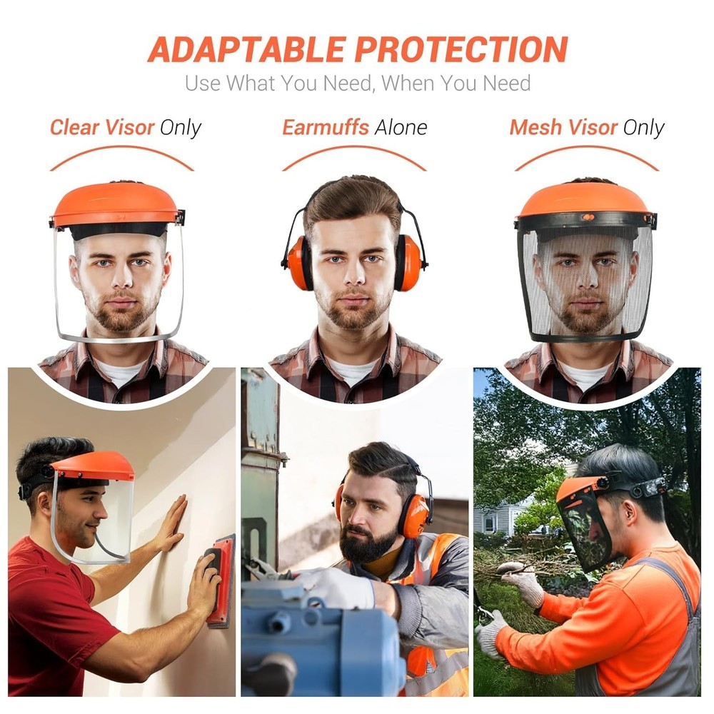 Clear & Mesh Face Shield Combo with Hearing Protection