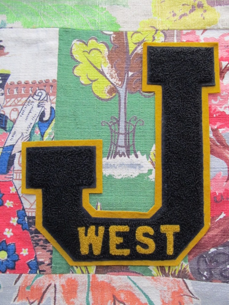 Vintage X-Large gold & black J West Varsity Letter patch