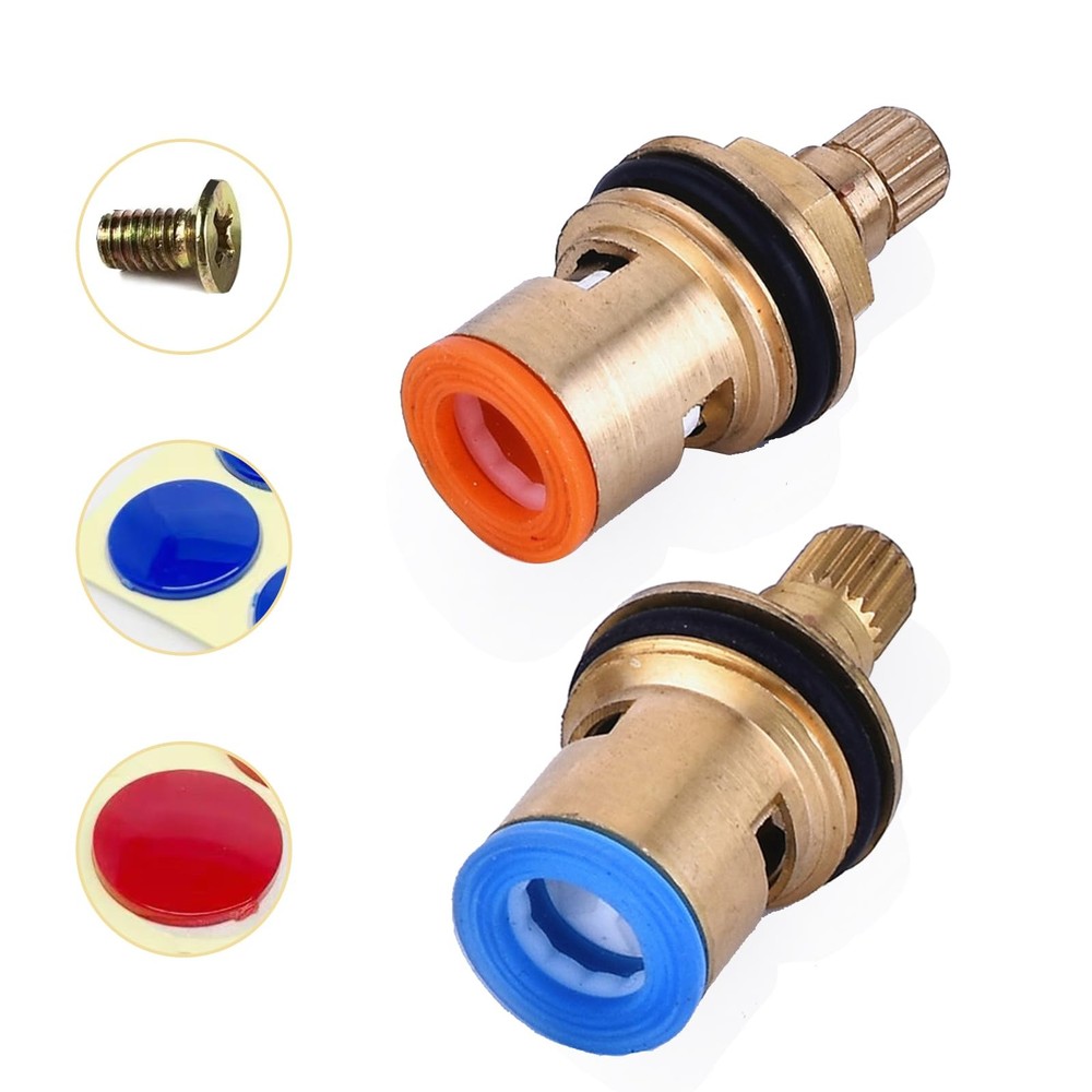 Faucet Valve Ceramic Stem 20 Teeth Ceramic Disc Cartridge Replacement Quarter...