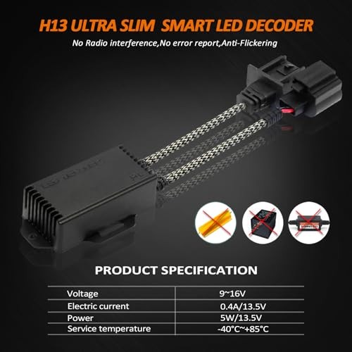 Canbus Decoder Kits Compatibility Anti Flickering Resistor Warning H13 9008