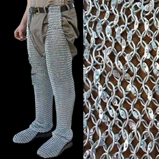 ChainMail Leggings , 9mm Round Riveted Chainmail , Chausses Galvanized Cowboy